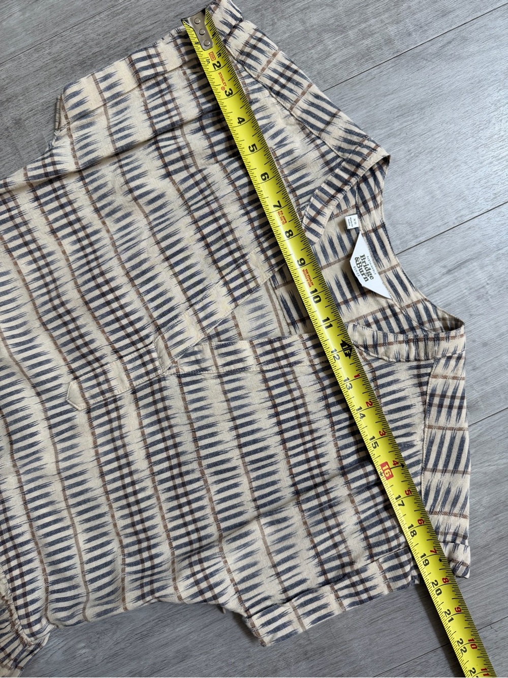 Bridge & Burn The Ira Midi Dress in Mushroom Ikat Stripe Organic Cotton Size XS - Picture 10 of 15